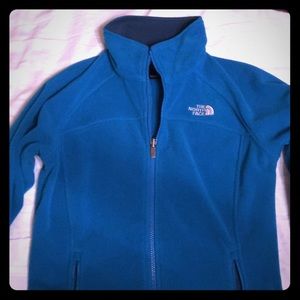 blue North Face jacket
